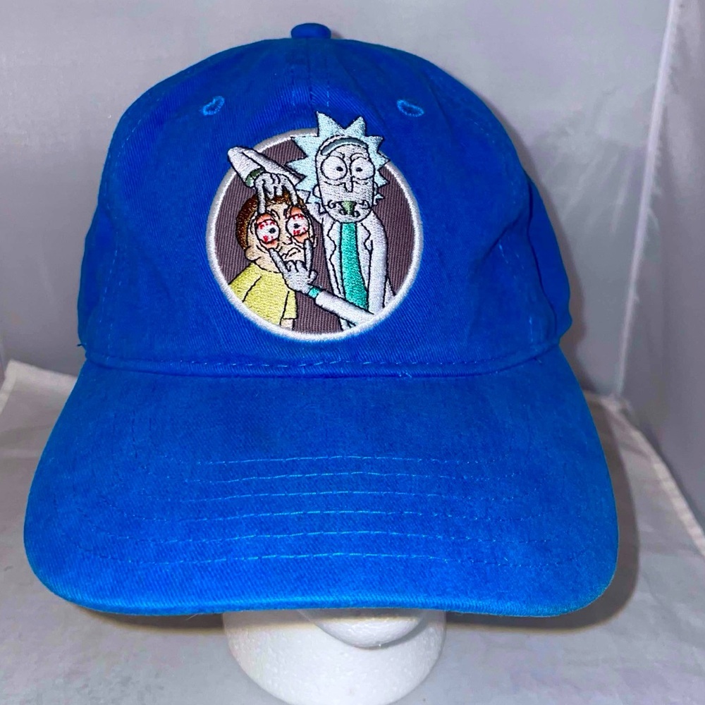 Rick and Morty Adult Swim blue canvas strapback baseball cap OSFM